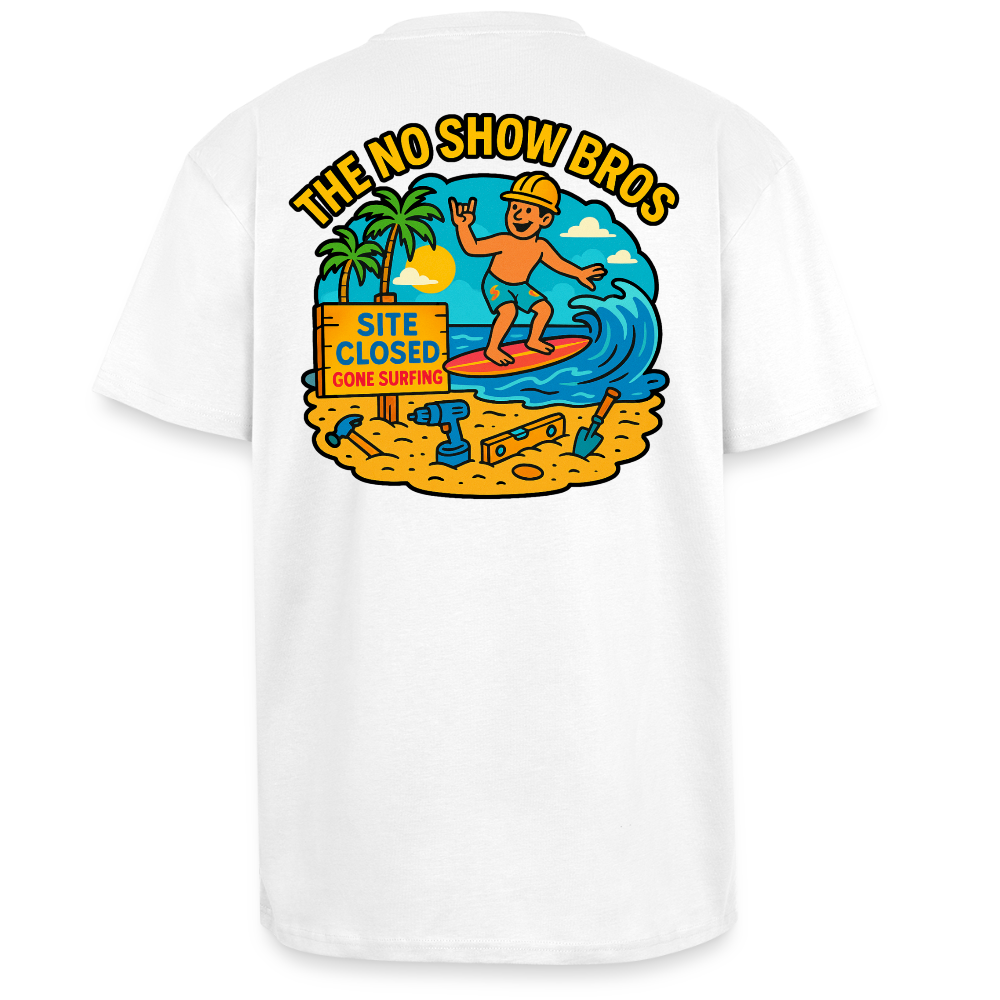 ‘The No Show Bros’ Heavy Oversized T-Shirt - white