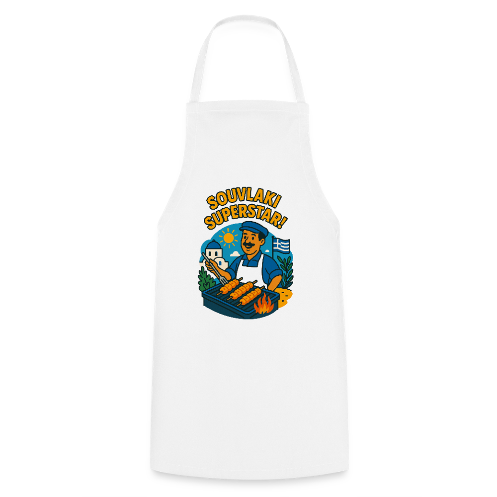 Souvlaki Superstar! Cooking Apron - white