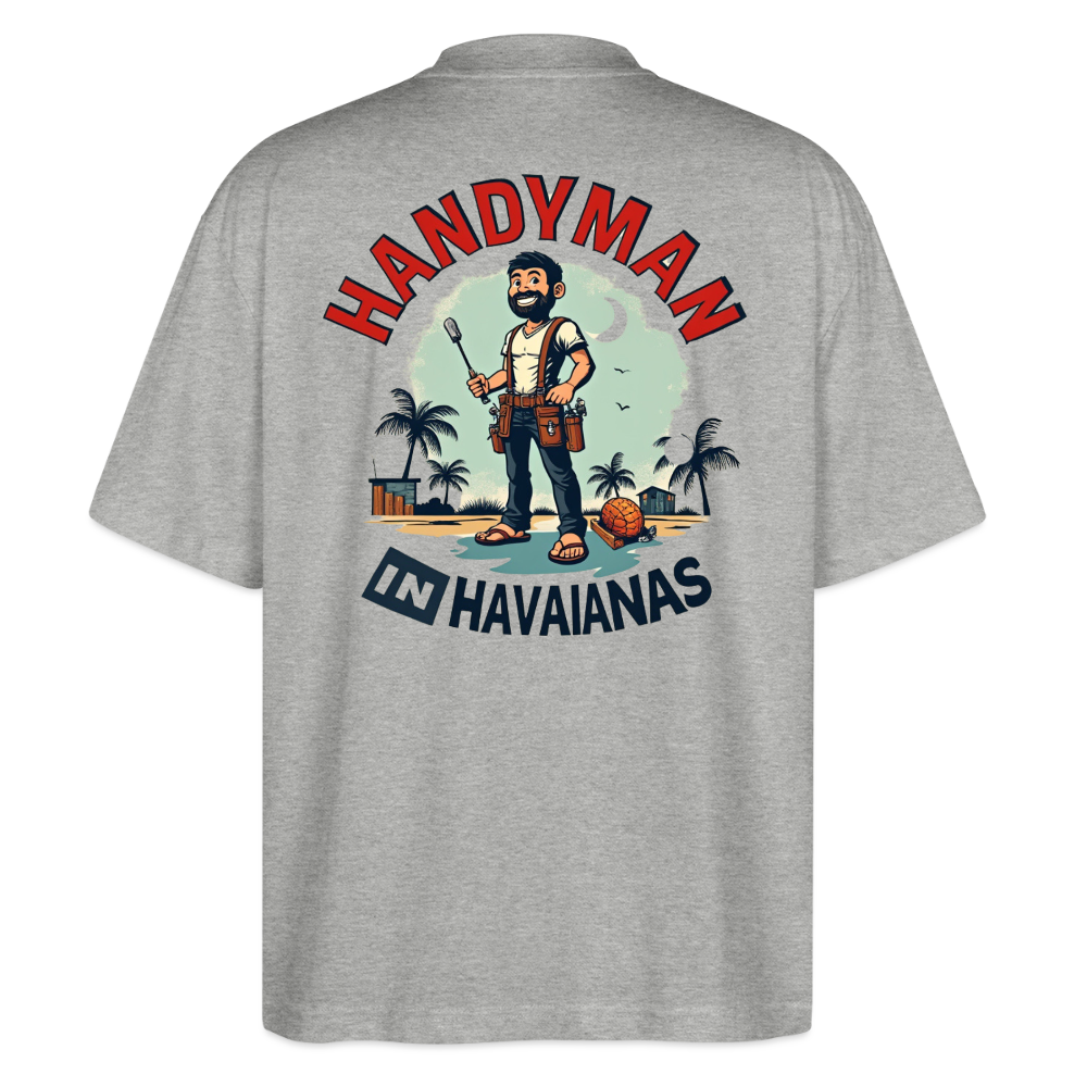 ‘Handyman in Havainas’ Oversized Unisex Organic T-shirt - heather grey