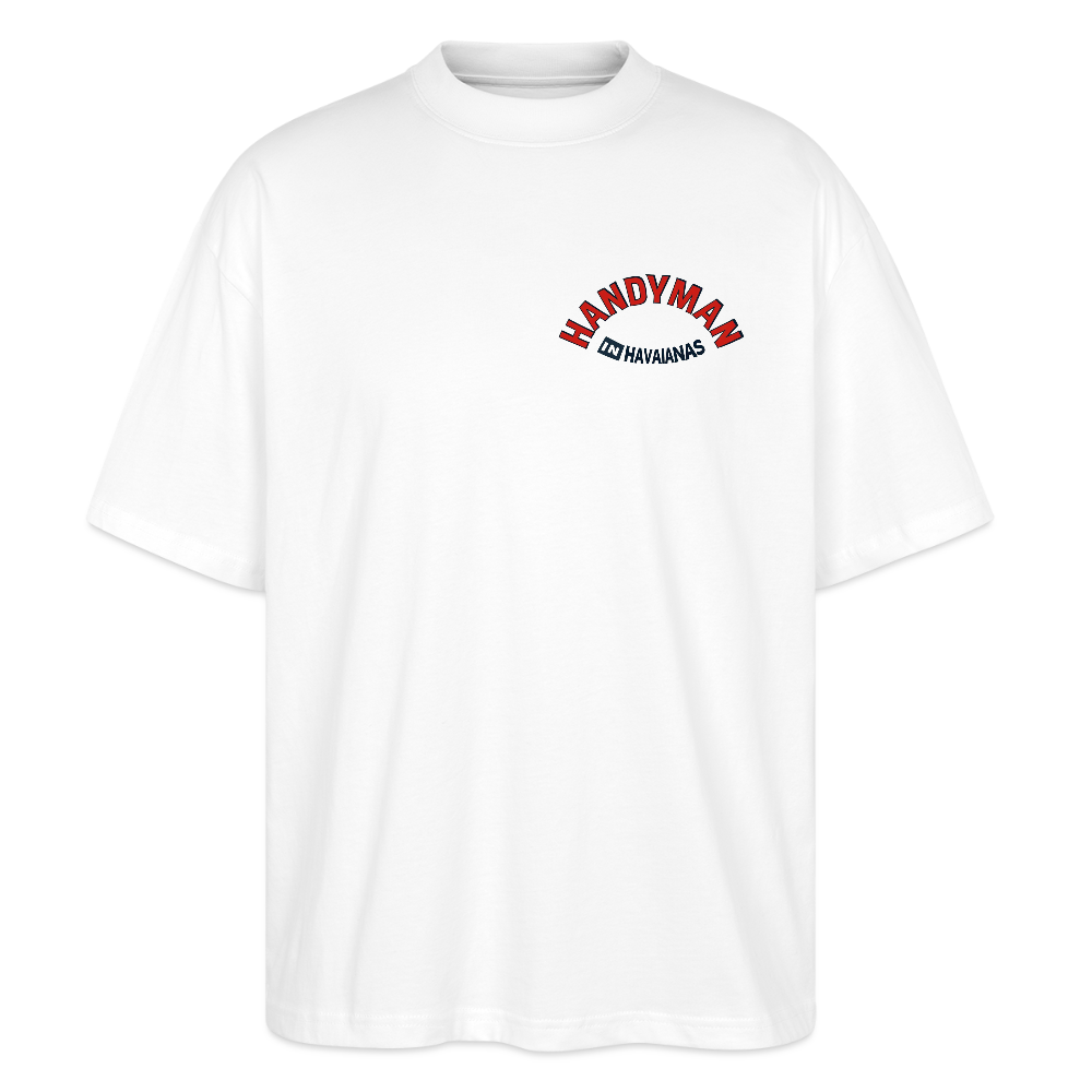 ‘Handyman in Havainas’ Oversized Unisex Organic T-shirt - white