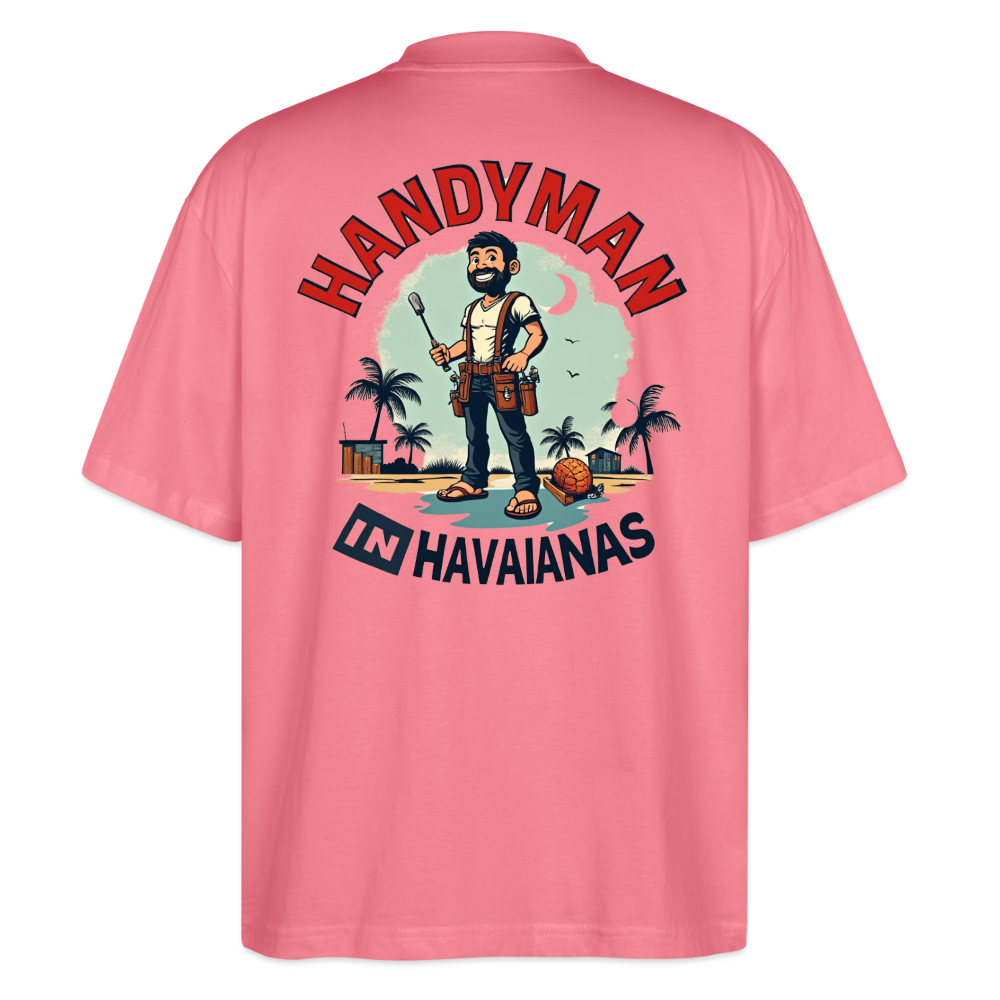‘Handyman in Havainas’ Oversized Unisex Organic T-shirt - pink joy