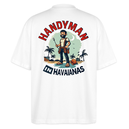 ‘Handyman in Havainas’ Oversized Unisex Organic T-shirt - white