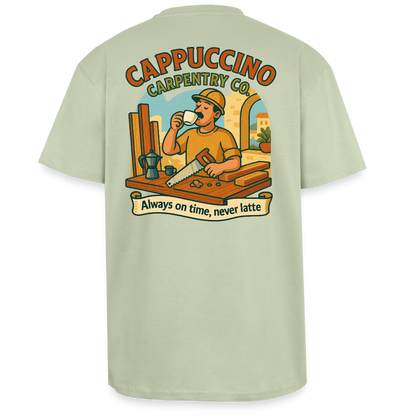 ‘Cappuccino Carpentry’ Heavy Oversized T-Shirt - soft salvia 